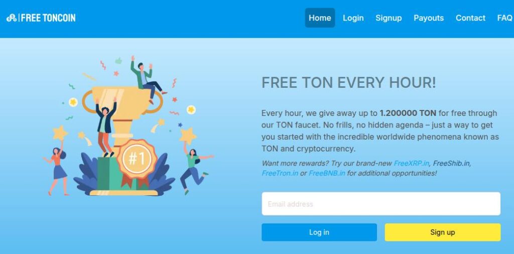 Signup screen for Tonpick faucet