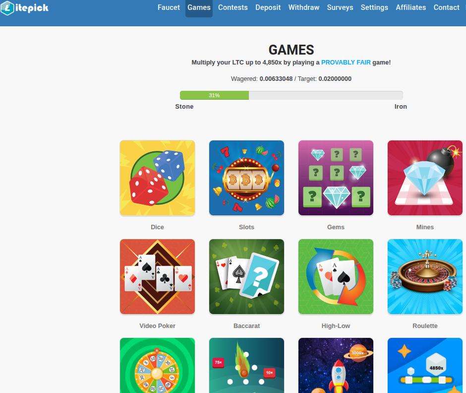 Litepick Faucet Games