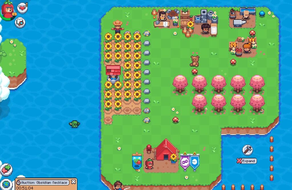 Sunflower Land play to earn farming game showing in-game farm